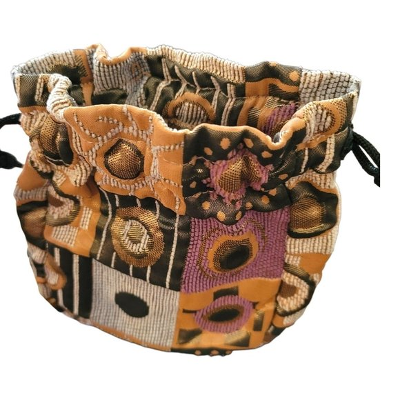 Fabric Gift Bag Jewelry Bag Drawstring Satchel 8x7 Green Purple Gold DH525 - Picture 2 of 4